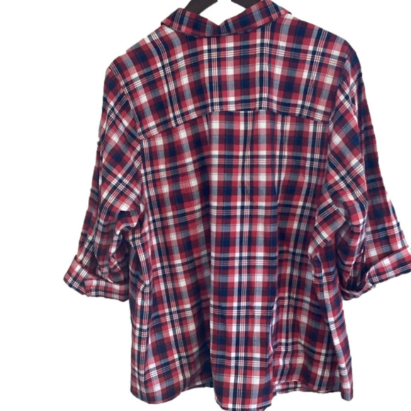 CJ Banks Fitted Plaid Button Up Shirt Plus Size 2X - Picture 2 of 4